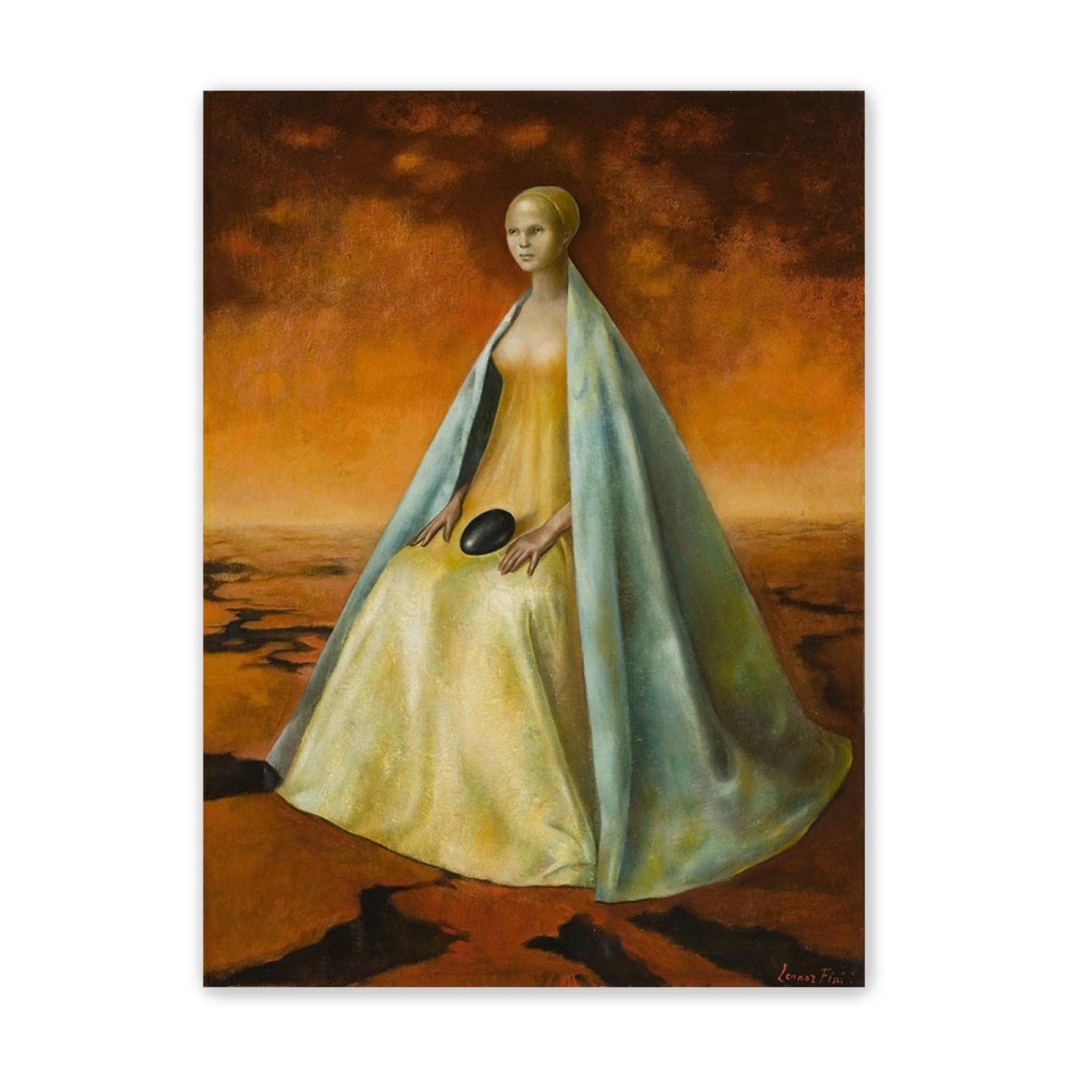 Amazon.co.jp: 抽象シュールな油絵Leonor Fini（黒卵の守護者） 有名な